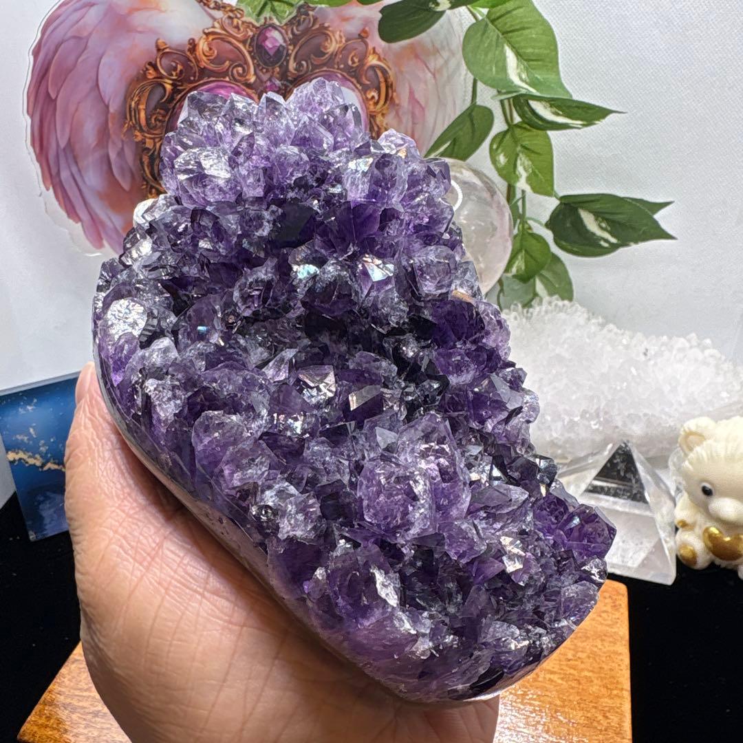 ウルグアイ産アメジストクラスター♡天使の指紋付き♡No.1491