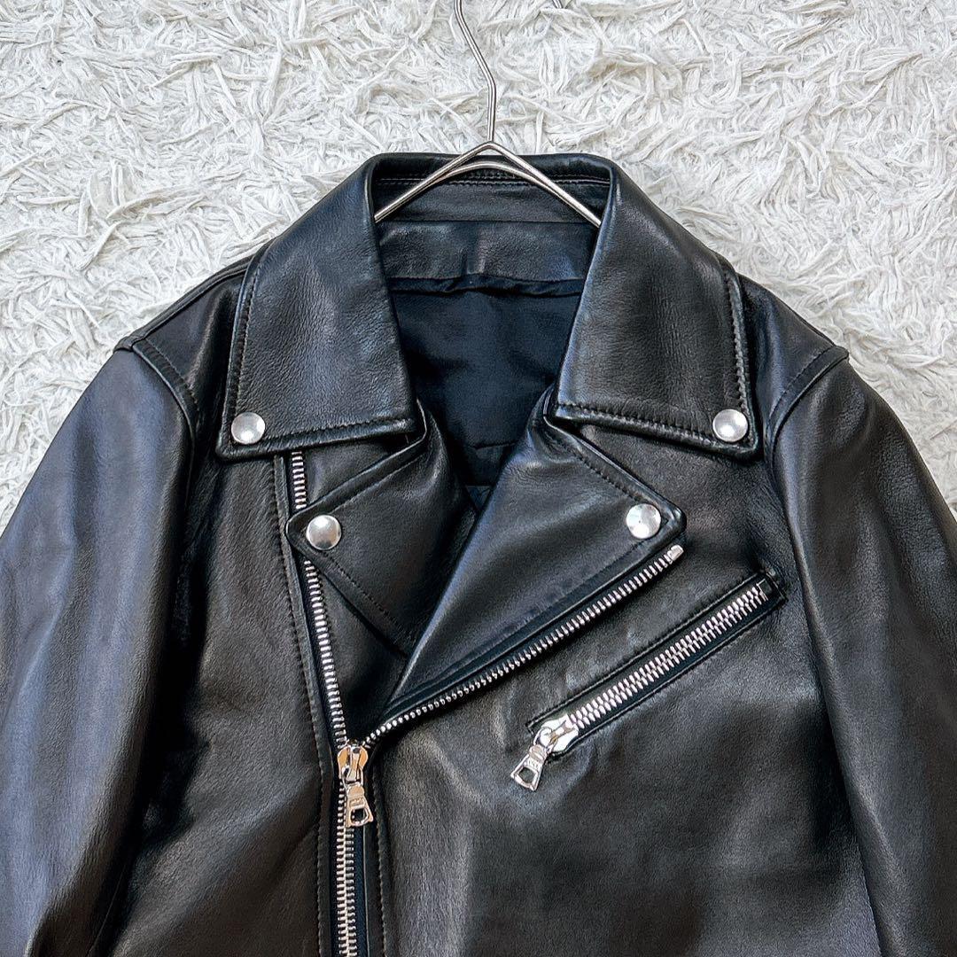 【美品】ドゥロワー ダブル ライダース ジャケット ラムレザー 36 ブラック