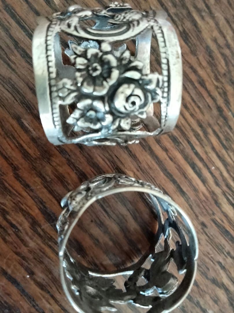 最終価格８３５シルバー.ナプキンリング、ヒルデスハイムの薔薇、天使、