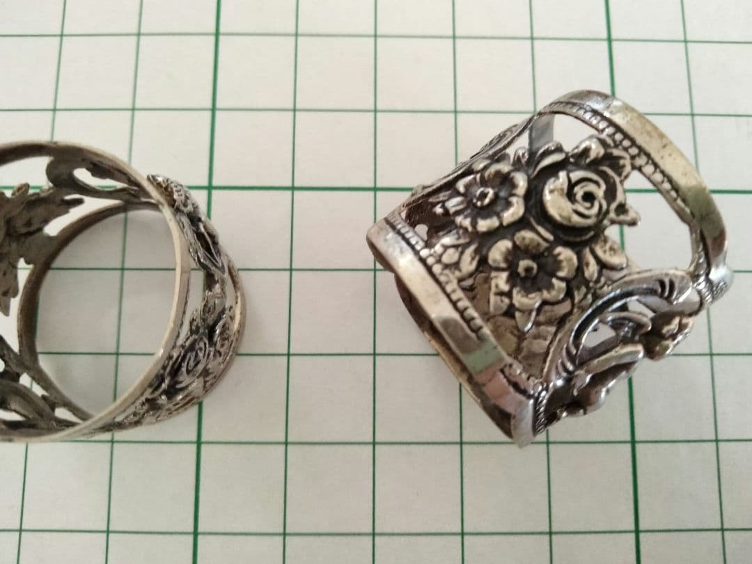最終価格８３５シルバー.ナプキンリング、ヒルデスハイムの薔薇、天使、