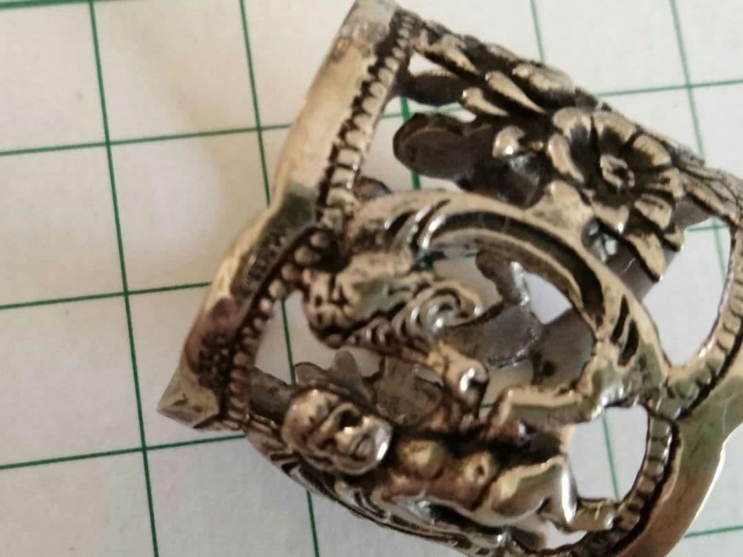 最終価格８３５シルバー.ナプキンリング、ヒルデスハイムの薔薇、天使、