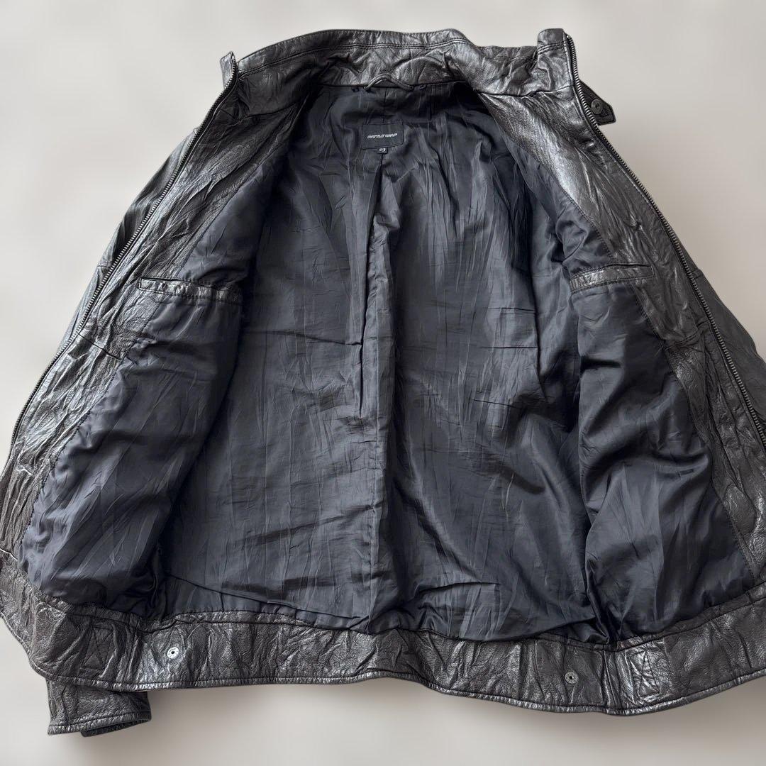 美品【y2k】ラトルトラップ　シングルライダースL 豚革　シワ加工　こげ茶