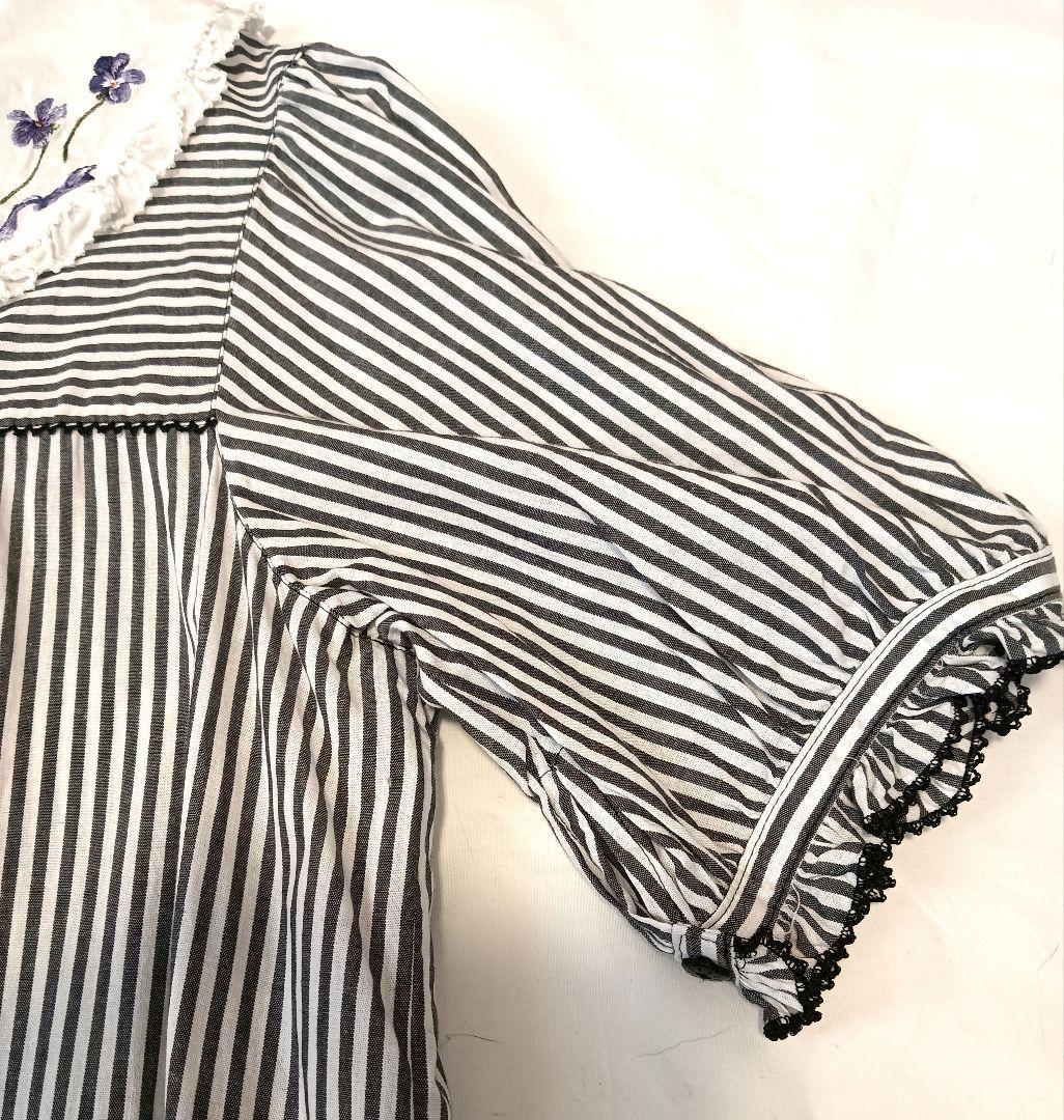 ピンクハウス　半袖ストライプワンピース