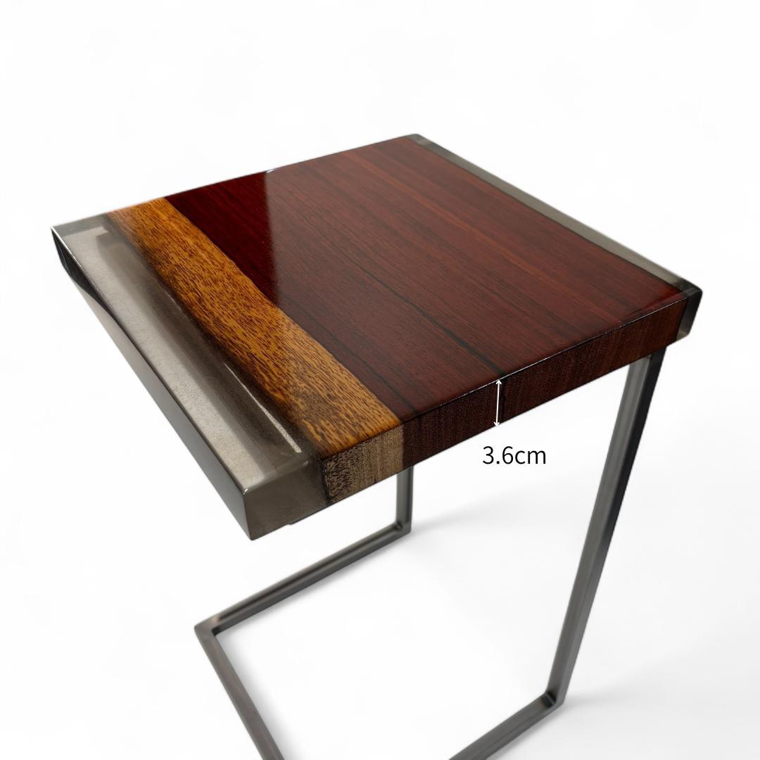 サイドテーブル アイアン 無垢 木製 一枚板 コの字 おしゃれ ベッド 50cm