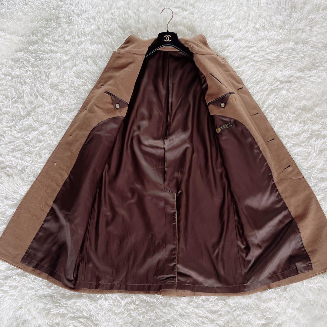 ロロピアーナ生地 カシミヤ100% ステンカラーコート ブラウンキャメル90A4