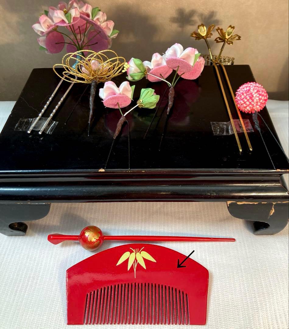 専用　七五三　成人式　枝垂れ桜の簪　Uピン簪　金属簪　櫛簪　玉簪　水引　絞り玉簪