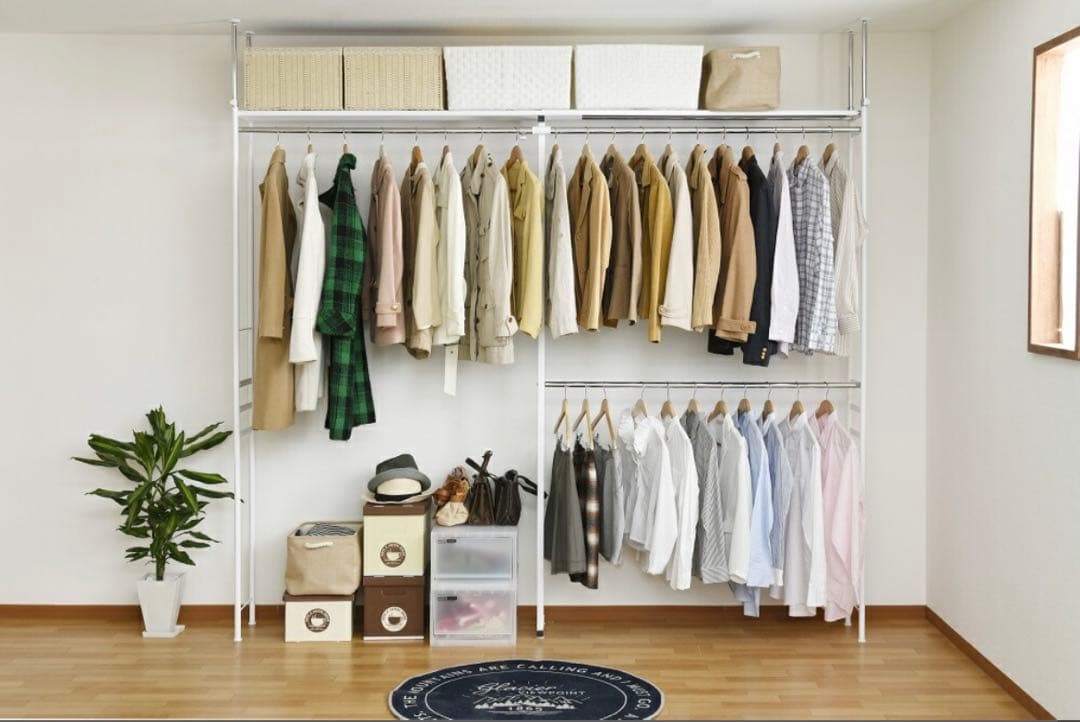 ツッパリスリムクローゼットハンガーラック シルバー