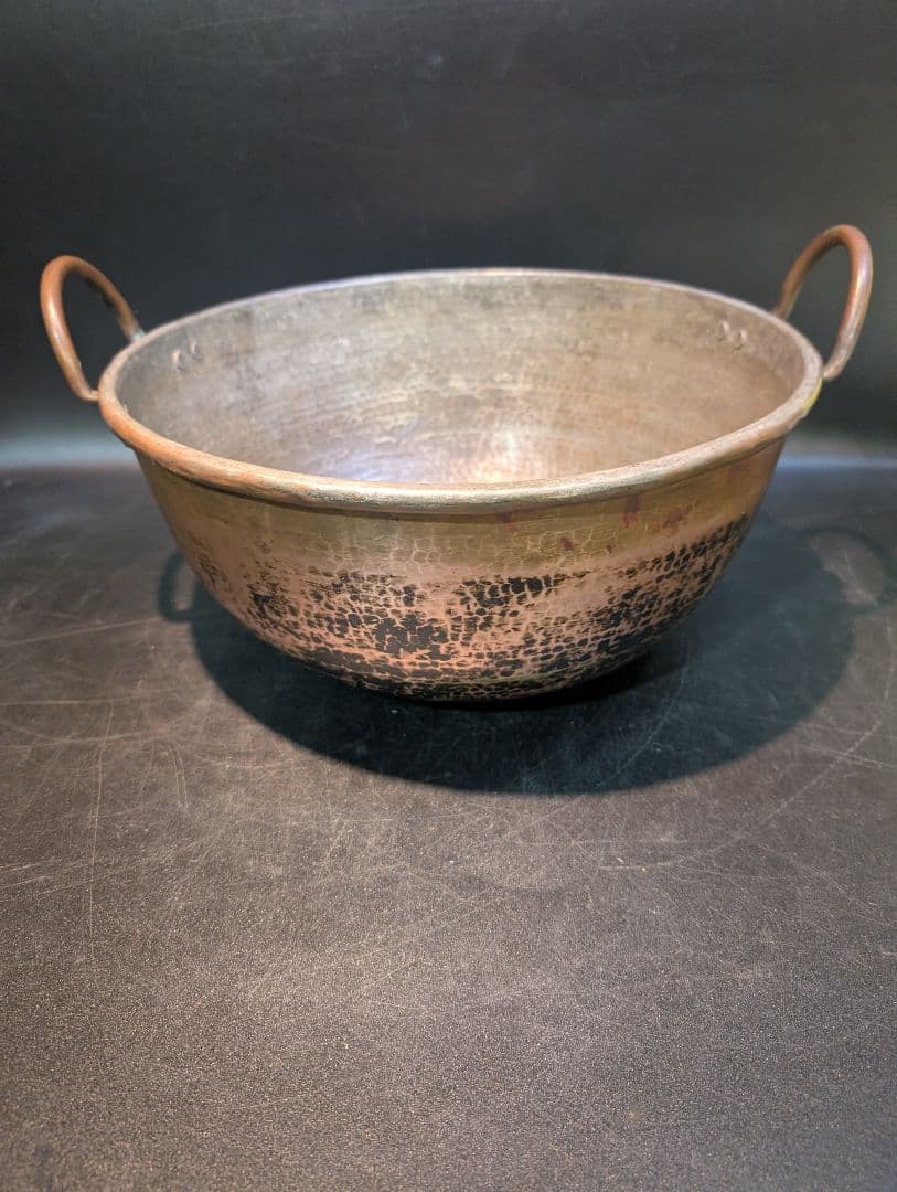 純銅 大ぶり 取っ手付 あんこ鍋 直径35㎝ 銅製 銅鍋 槌目 製菓 業務用プロ