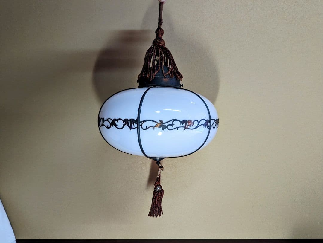 ペンダントライト 照明 昭和レトロ 大正ロマン 乳白色 当時物 アンティーク希少