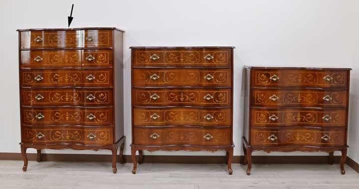 6段チェスト 木製 イタリア 猫脚 象嵌 完成品 チェスト タンス