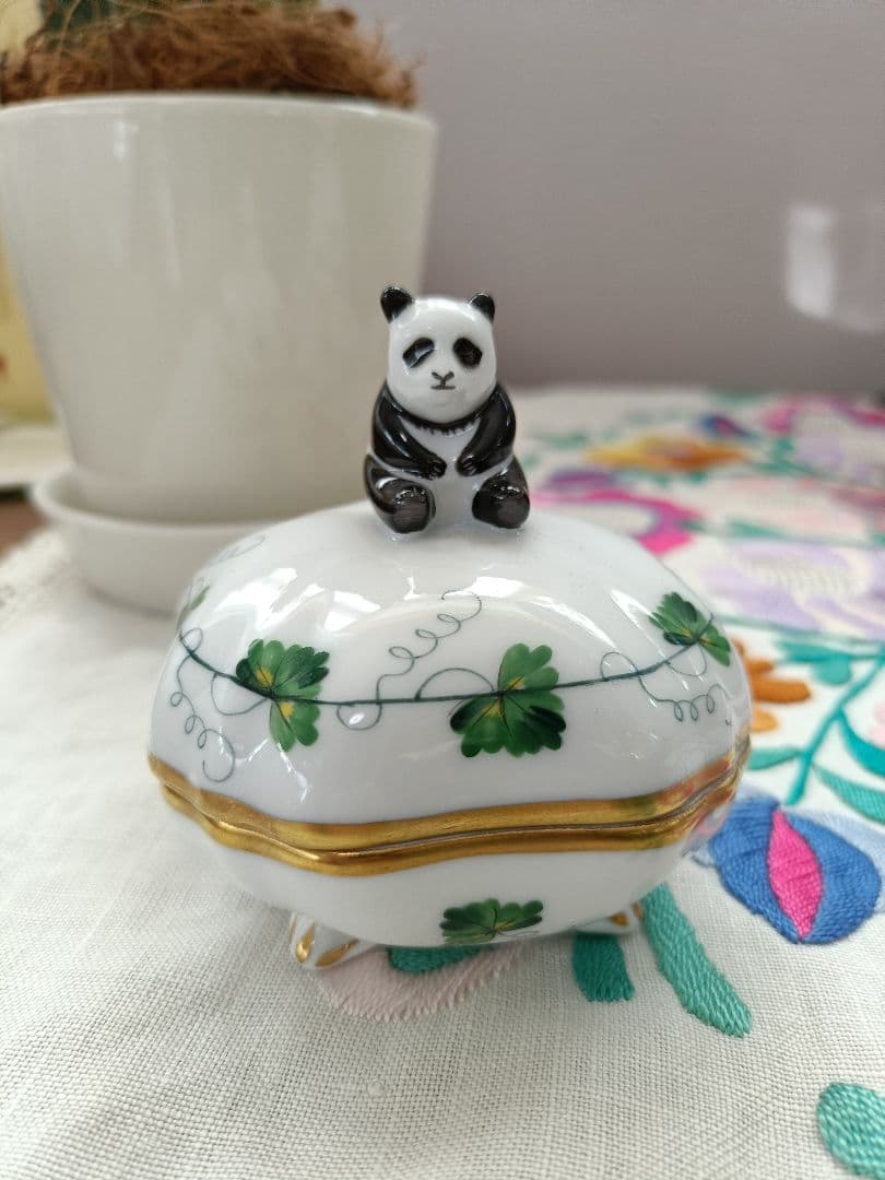 未使用　ヘレンド[ウィーンからくさ] パンダ小筺