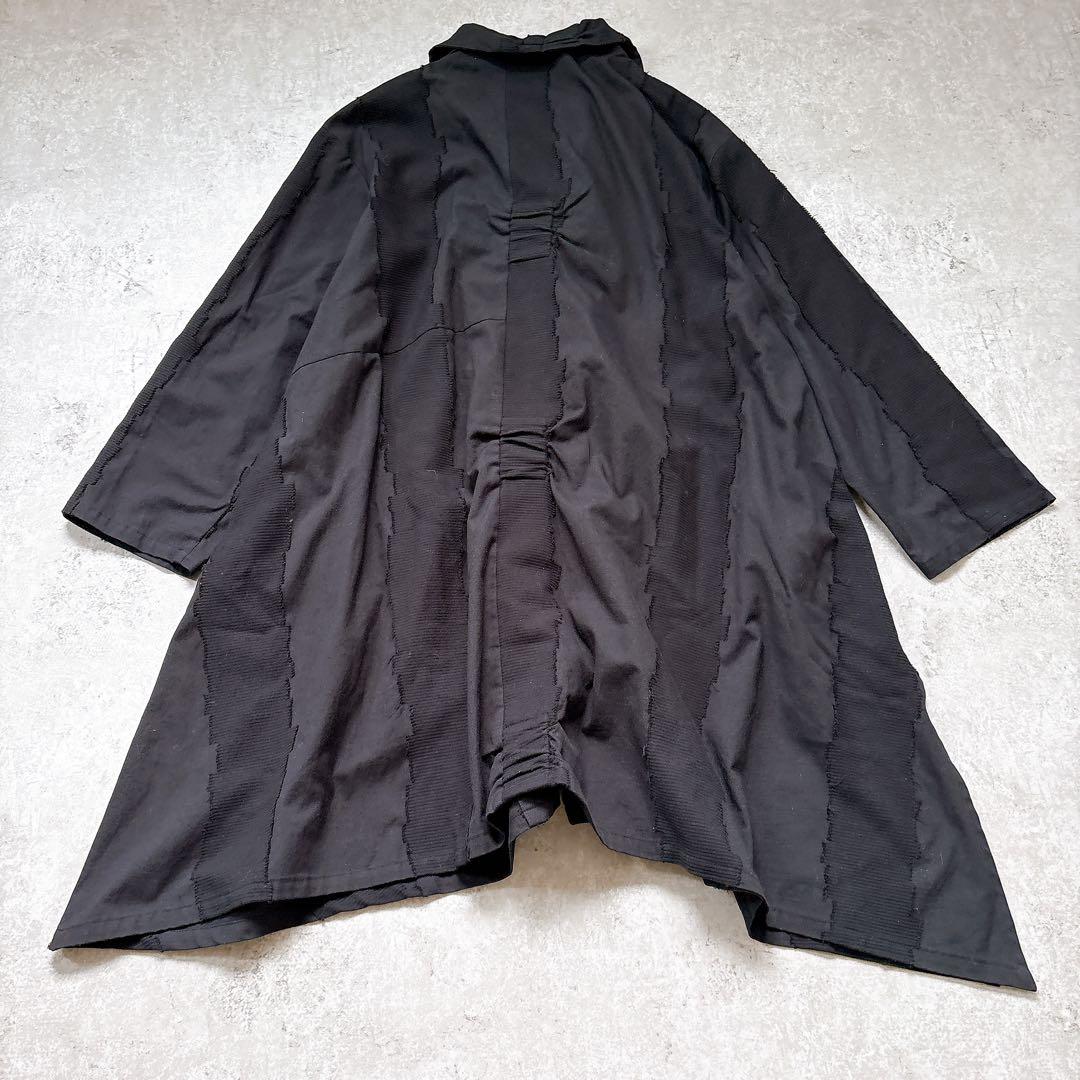 美品✨慈雨ジウ　薄手アシンメトリーコート　羽織り　シャツ　黒　ブラック　L