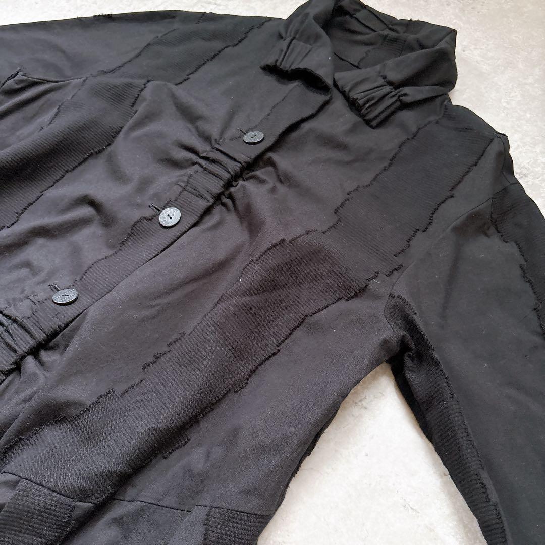 美品✨慈雨ジウ　薄手アシンメトリーコート　羽織り　シャツ　黒　ブラック　L