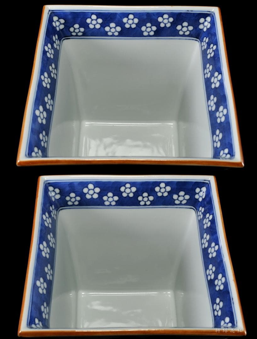 五代 三浦竹泉 色絵山水図 四方 水指 共箱 茶道具