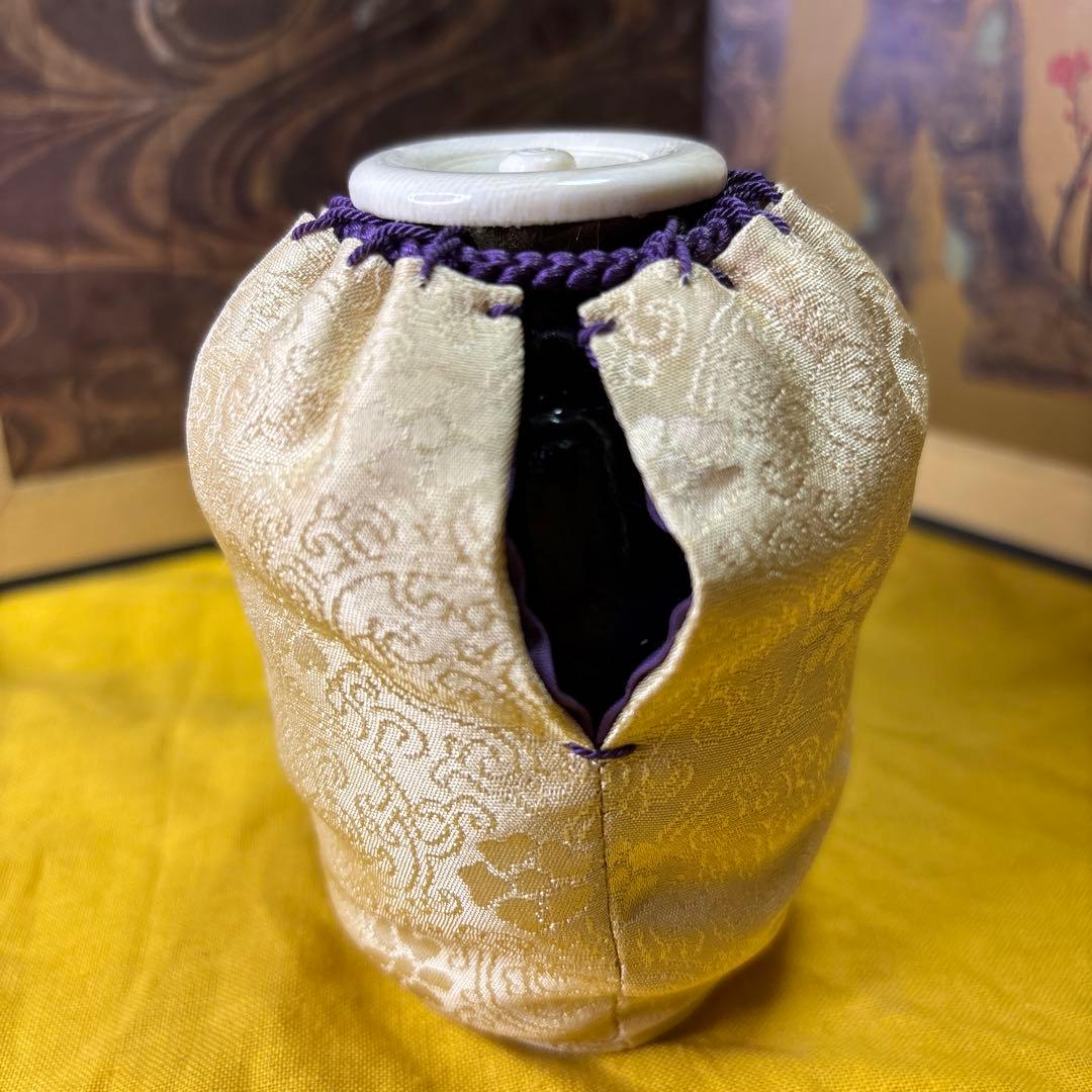 黑釉茶入 清水卯一 古美術 珍品 牙蓋 共箱 共布　仕服310