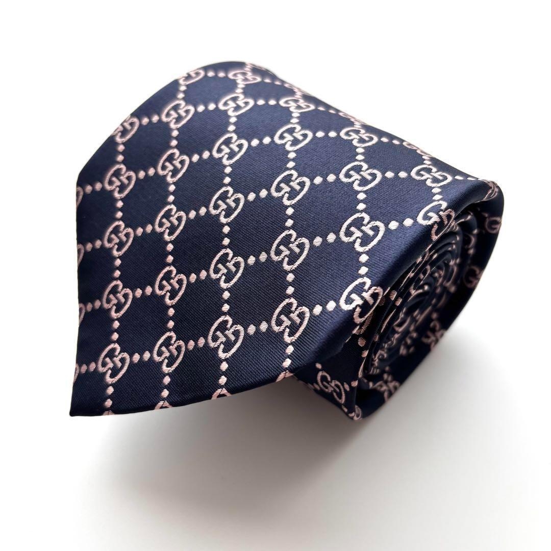 ※けんちゃんパパ様꧁極美品꧂ グッチ ネクタイ GG柄 インターロッキング