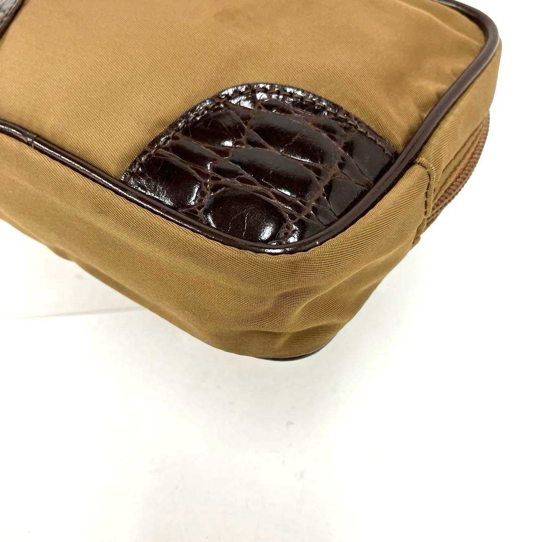 ヴィンテージ☆PRADA☆プラダ☆ウエストポーチ☆クロコ型押し☆ナイロン☆カーキ