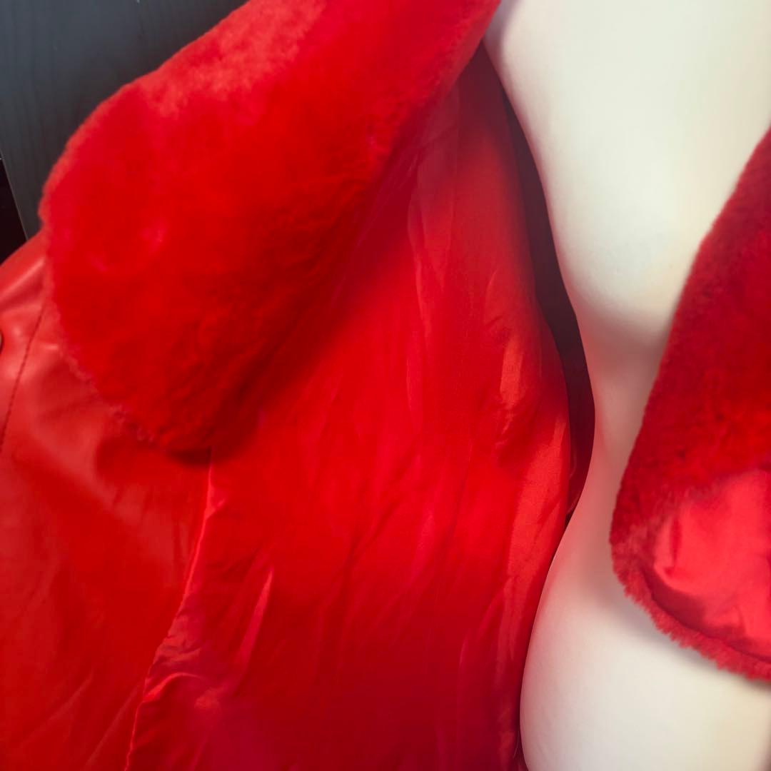 希少　美品　JAKKE ビーガンレザー　レッド　ファー　コート　Bailey