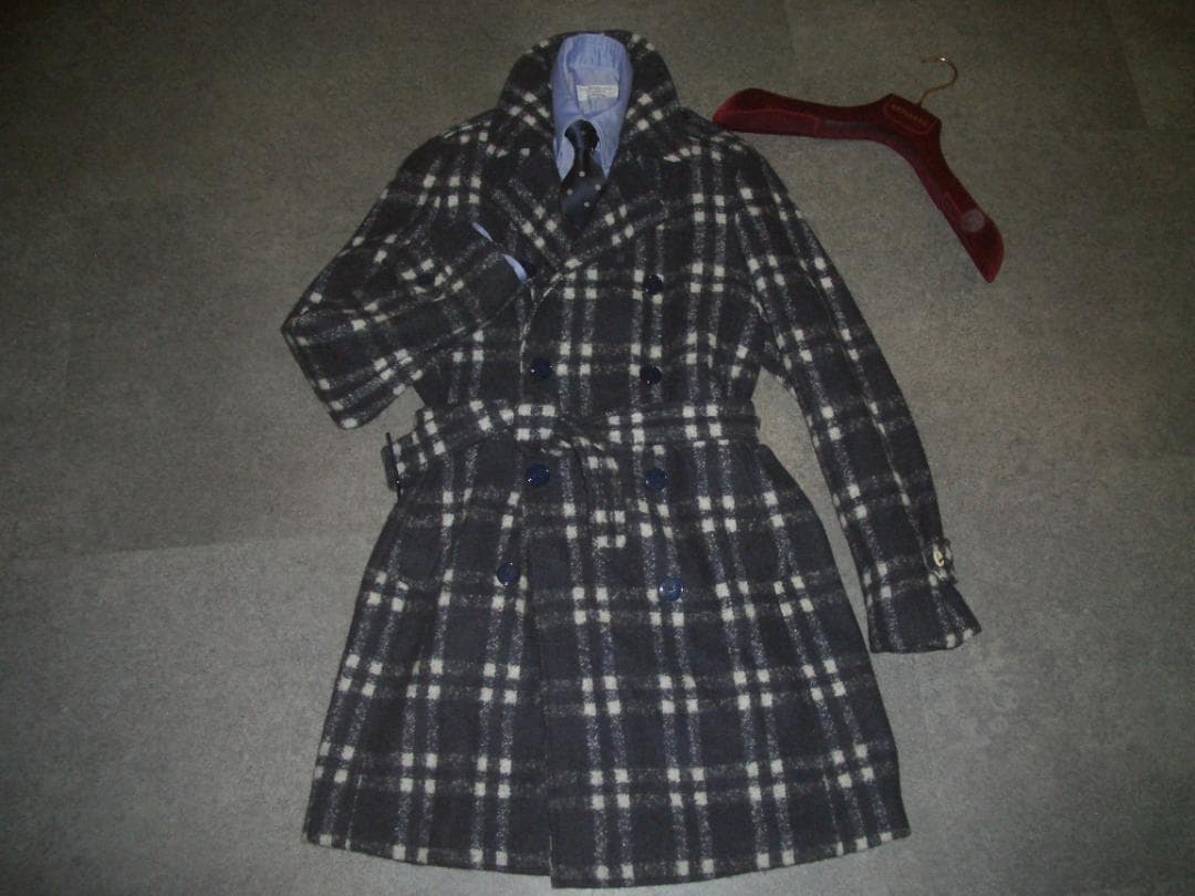 34万 ernesto ダブルコート 44 S　エルネスト ネイビーチェスター