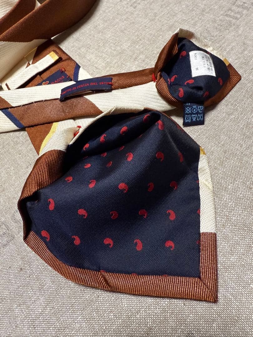 FRANCO BASSI／フランコバッシ／ブロックストライプ／ブラウン／ベージュ