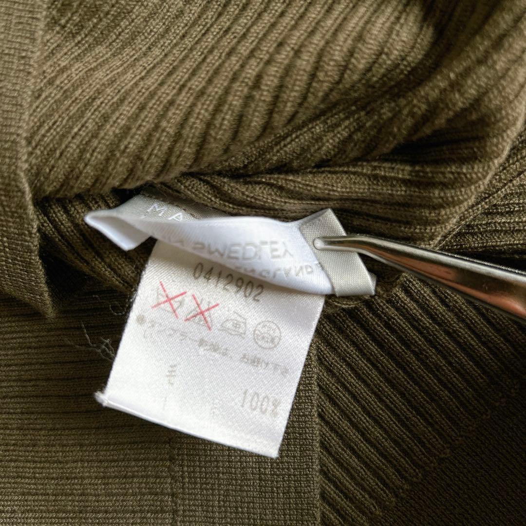 マーガレットハウエル×ジョンスメドレー　リブタートルネックニット　リブ　カーキ