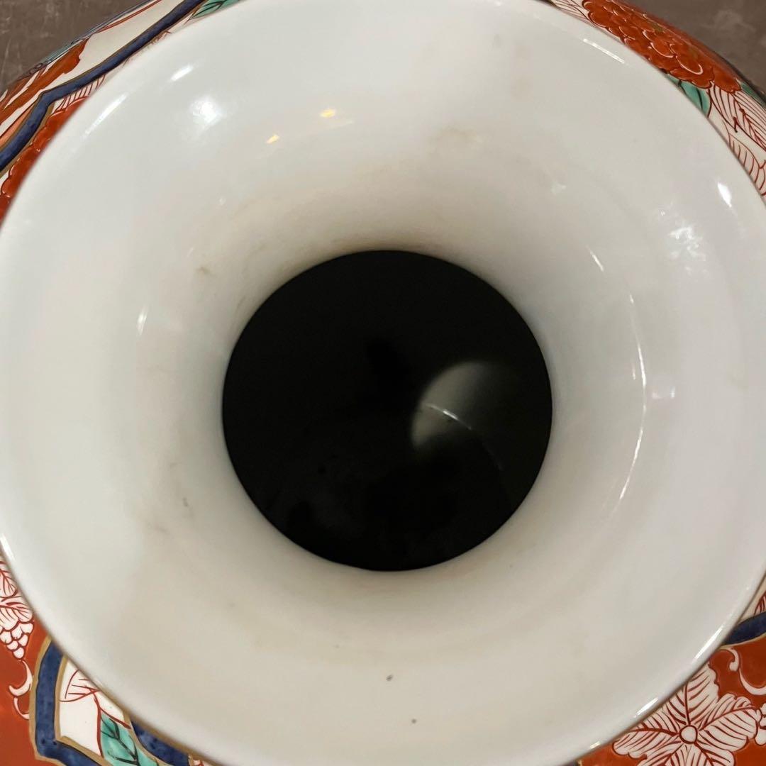 【有田焼/古泉窯 花瓶】赤絵 美人 花 高さ42cm 飾壺 古美術品