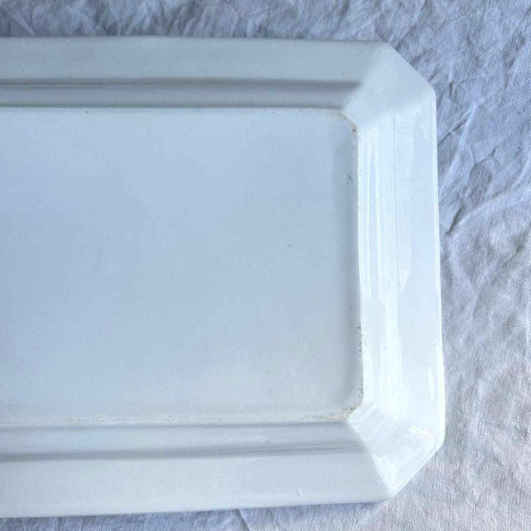 フランスアンティーク　スクエア　レクタングル　隅切り皿　大皿　八角形　長方形皿