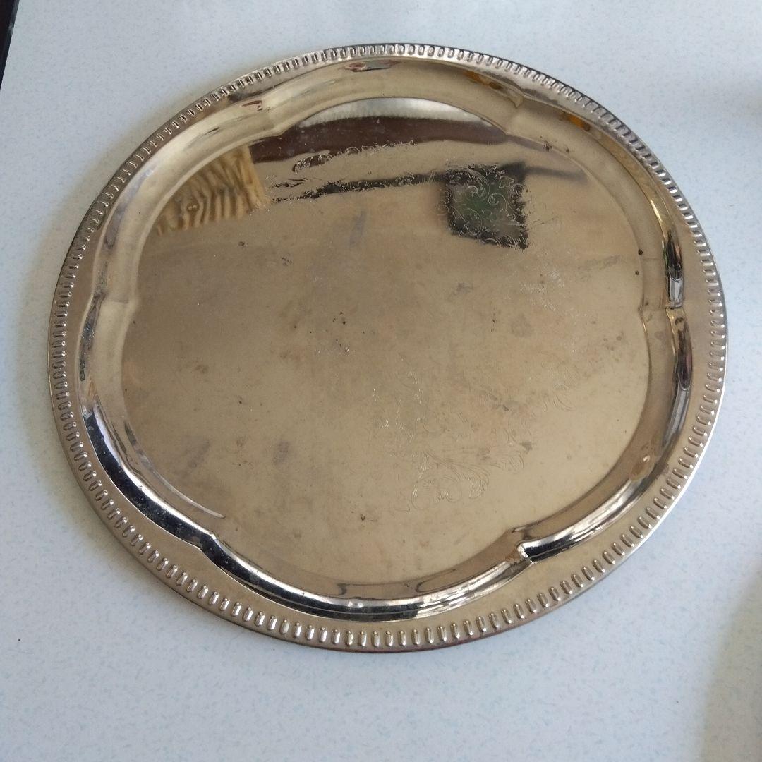 ステンレスパーティー大皿 6枚セット 　丸型4枚　楕円型　2枚エレガント