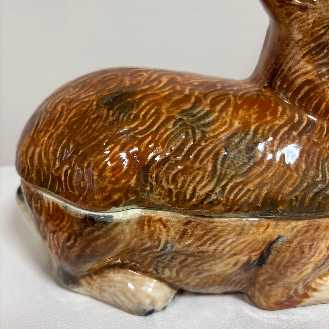 フランス陶器☆うさぎ型テリーヌポット コーガン作 マジョリカ焼き