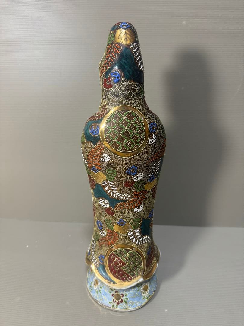 2308 九谷焼 観音菩薩像 仏像 色絵金彩 置物