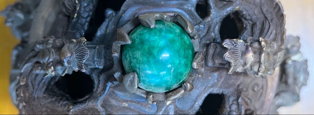 大明宣徳年製　龍香炉　三足　翡翠玉　香道具　中国