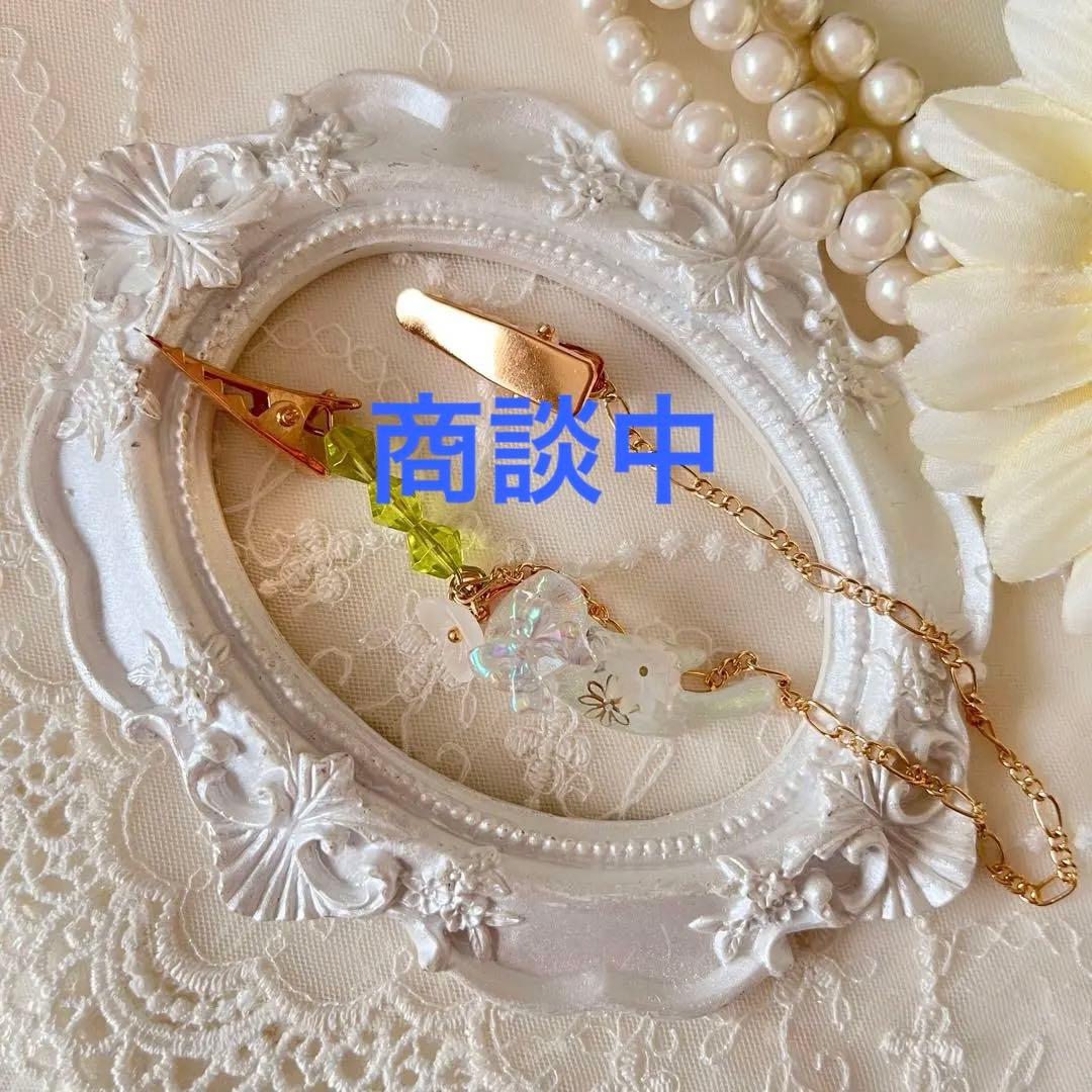 ฅ❤️ 猫　ねこ　パール　花　帽子クリップ　帽子ストラップ　帽子