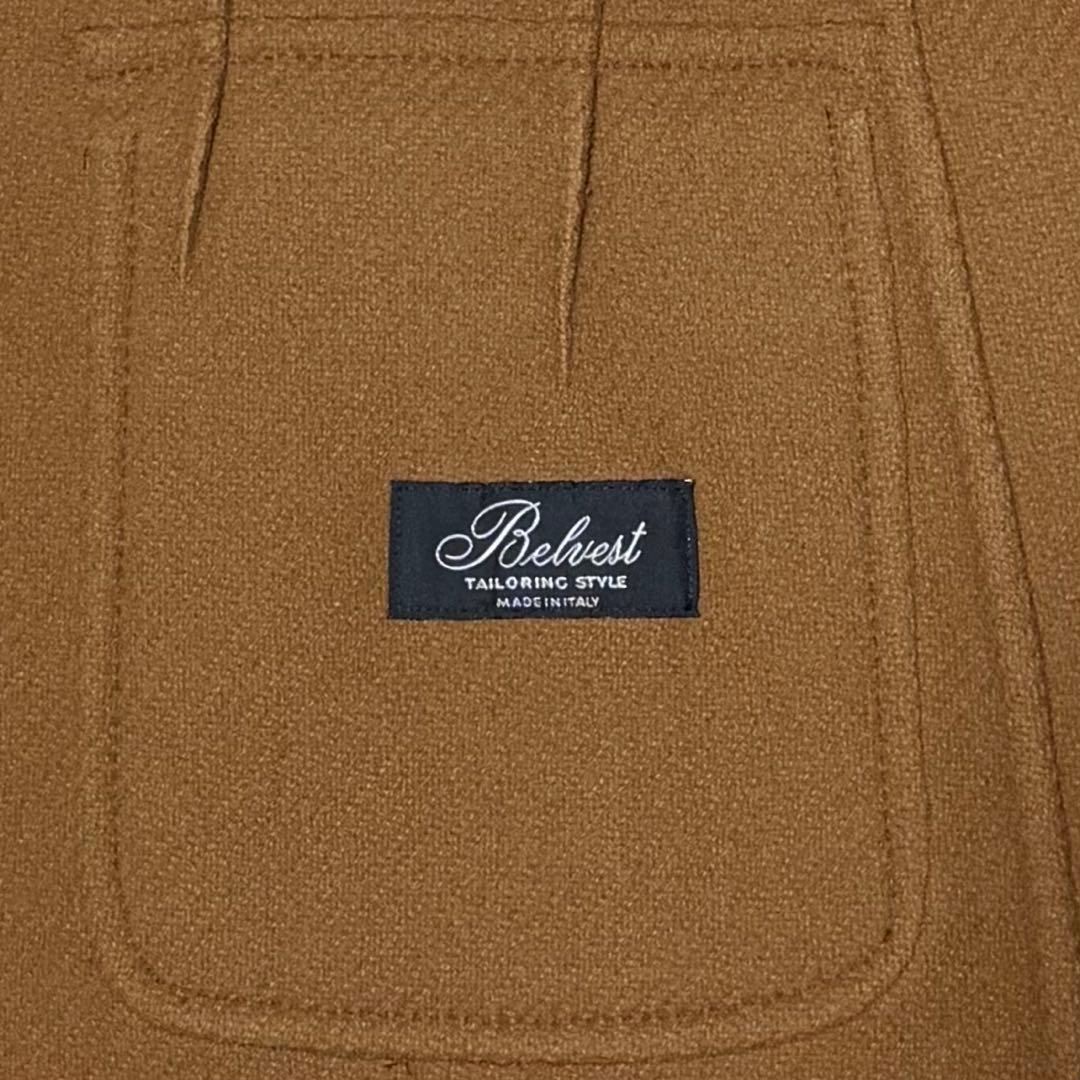 美品 ベルベスト ダブルチェスターコート キャメル ベージュ ウール ポロコート