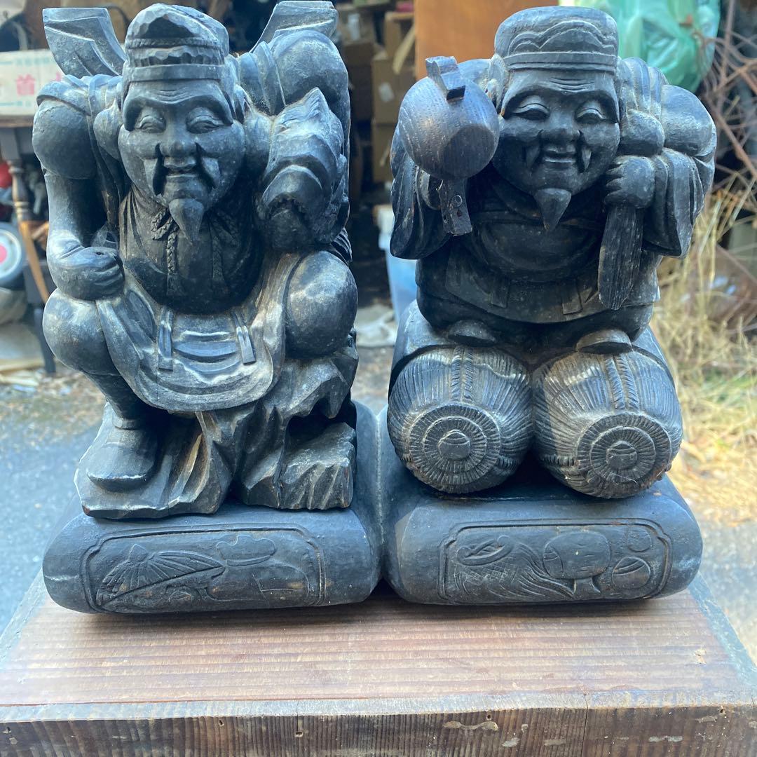 江戸期・祀り福神「恵比寿・大黒天」民衆信仰・財運福徳・邪気祓い・二神一対彫り