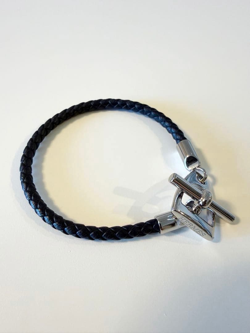 HERMES レザーブレスレット エトリエ　ブラック　T2