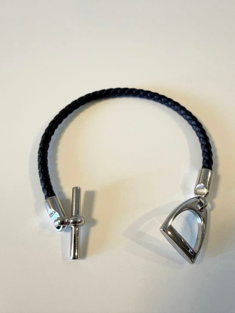 HERMES レザーブレスレット エトリエ　ブラック　T2