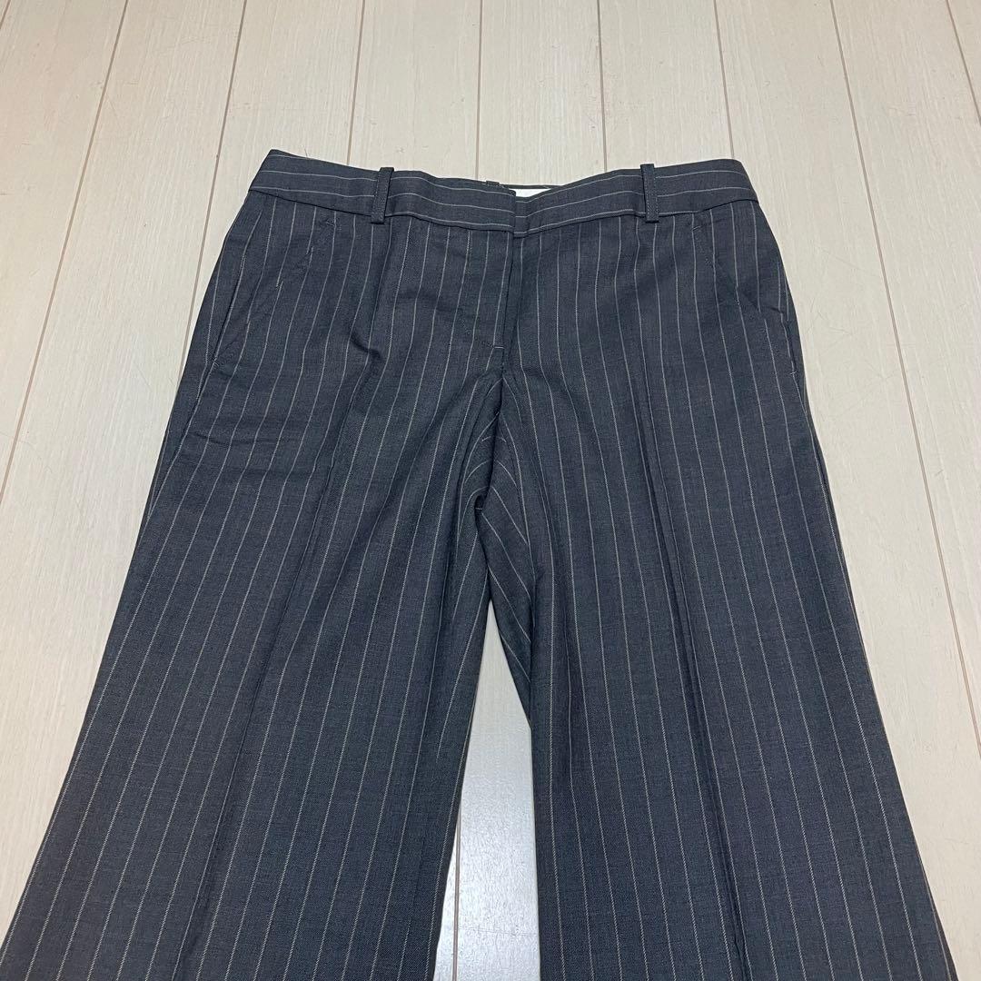 theory ストライプ ビジネスパンツスーツ フレアパンツ グレー
