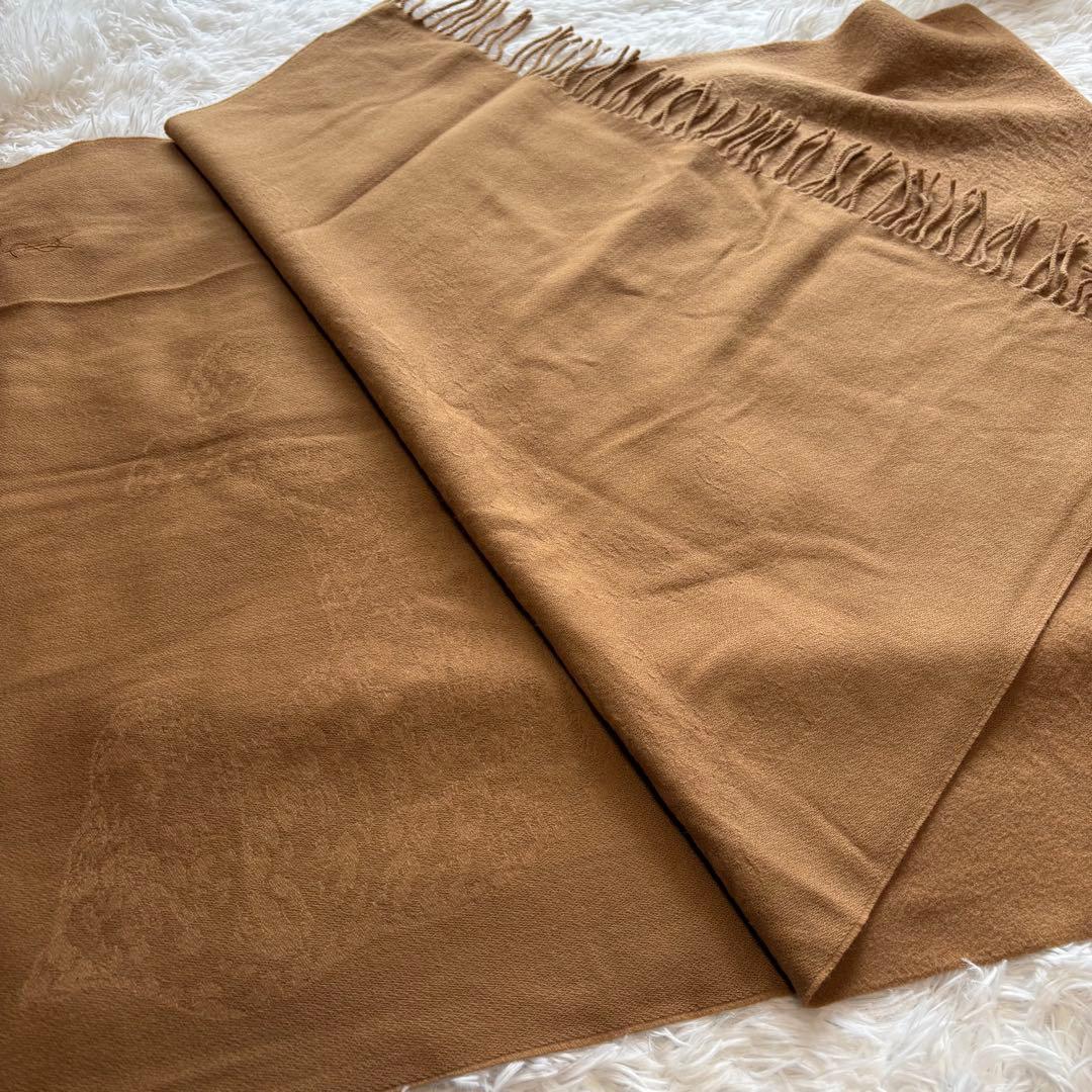 イヴサンローラン ヒョウ柄 レオパード 大判マフラー キャメル カシミヤ混