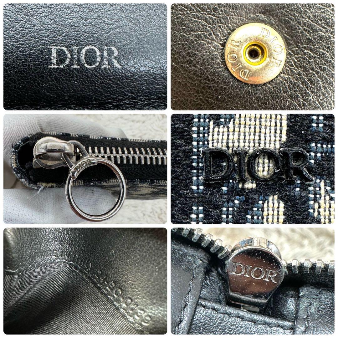 【美品】DIOR 二つ折り財布 トロッター オブリーク ラウンドファスナー