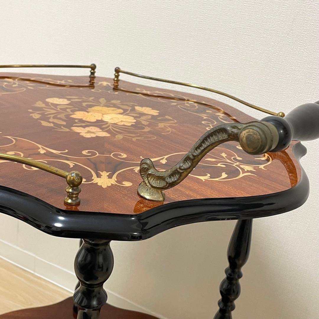 希少 美品 イタリア製 象嵌 キャスター付き キッチンワゴン