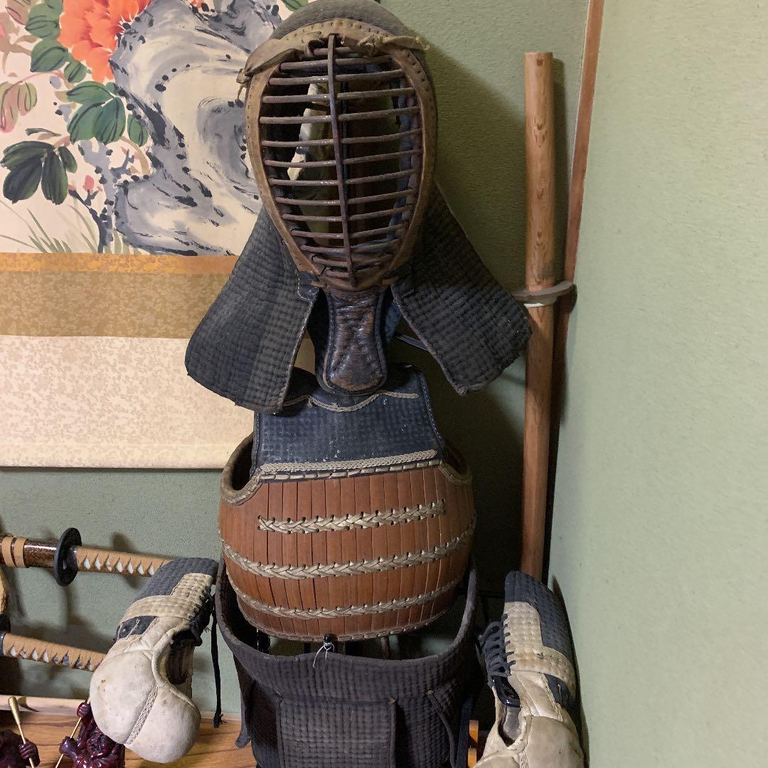 剣道防具　レトロ　スタンド付き　送料込み　骨董　昭和10年