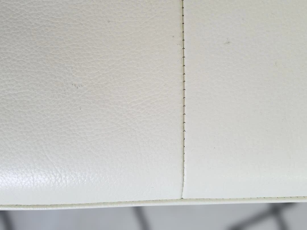 ②IDC 大塚家具 本革 オットマン L/Sコンフォート ホワイト レザー 中古