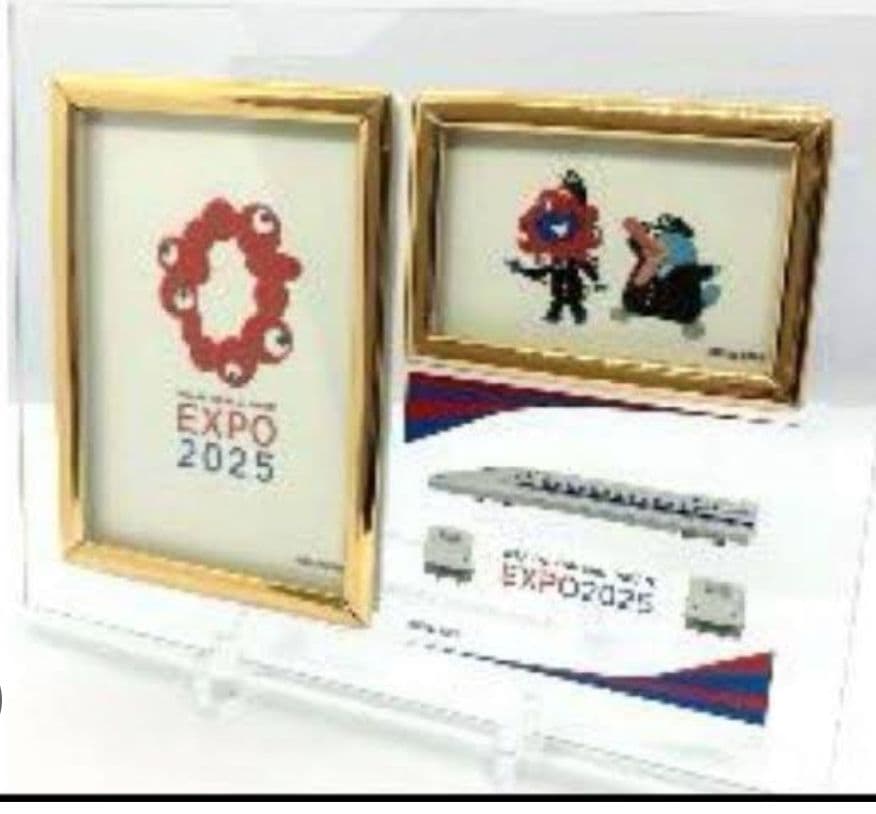 関西大阪万博記念　ガラス製フォトカードフレーム　ミャクミャク　イコちゃん