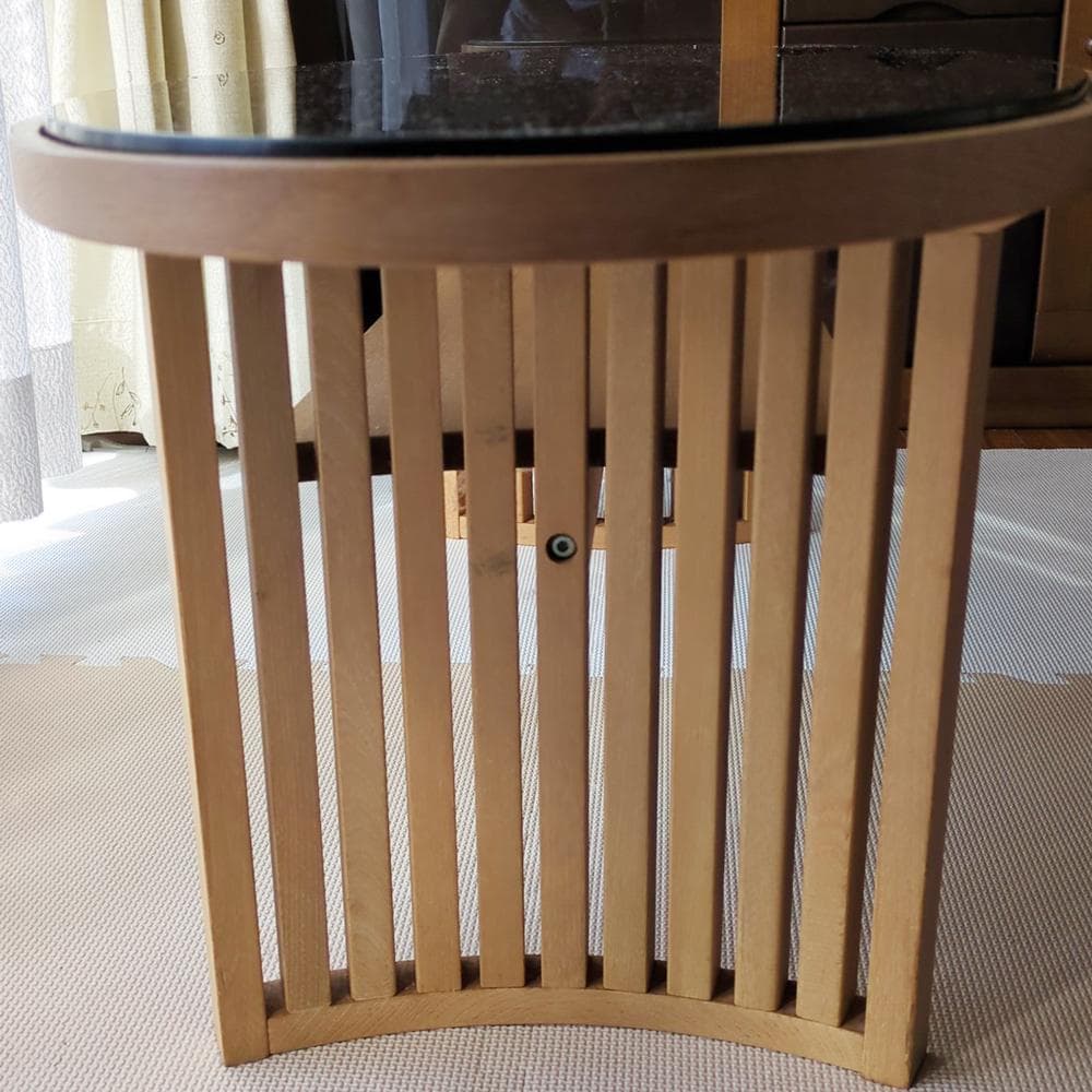 楕円形ガラストップ ローテーブル【和モダンデザイン】