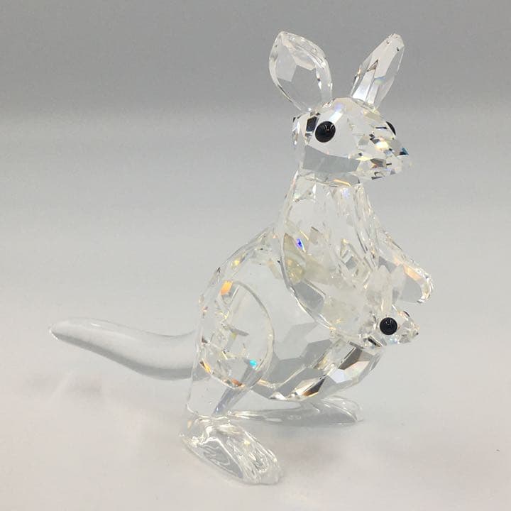 スワロフスキー　フィギュリン　 置物　カンガルーの親子　クリスタル　管mpr