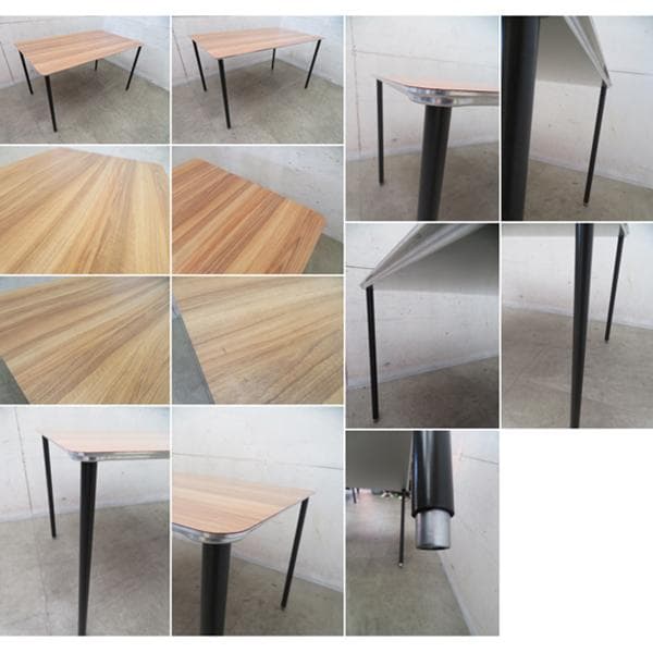 美品■インテリアズ■アルミ×木目/エルム■TEE■ダイニングテーブル■21万円