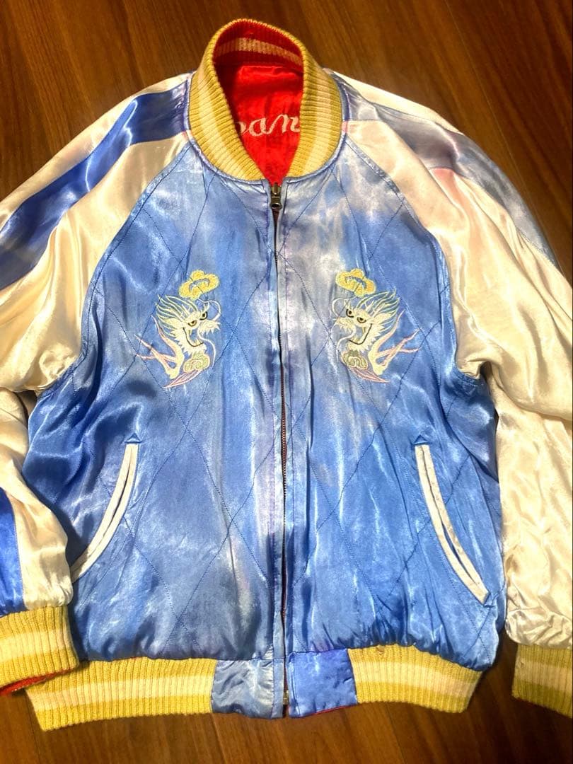 90sヒューストン飛有棲屯タグ　リバーシブルスカジャン　経年変化ダメージ　M