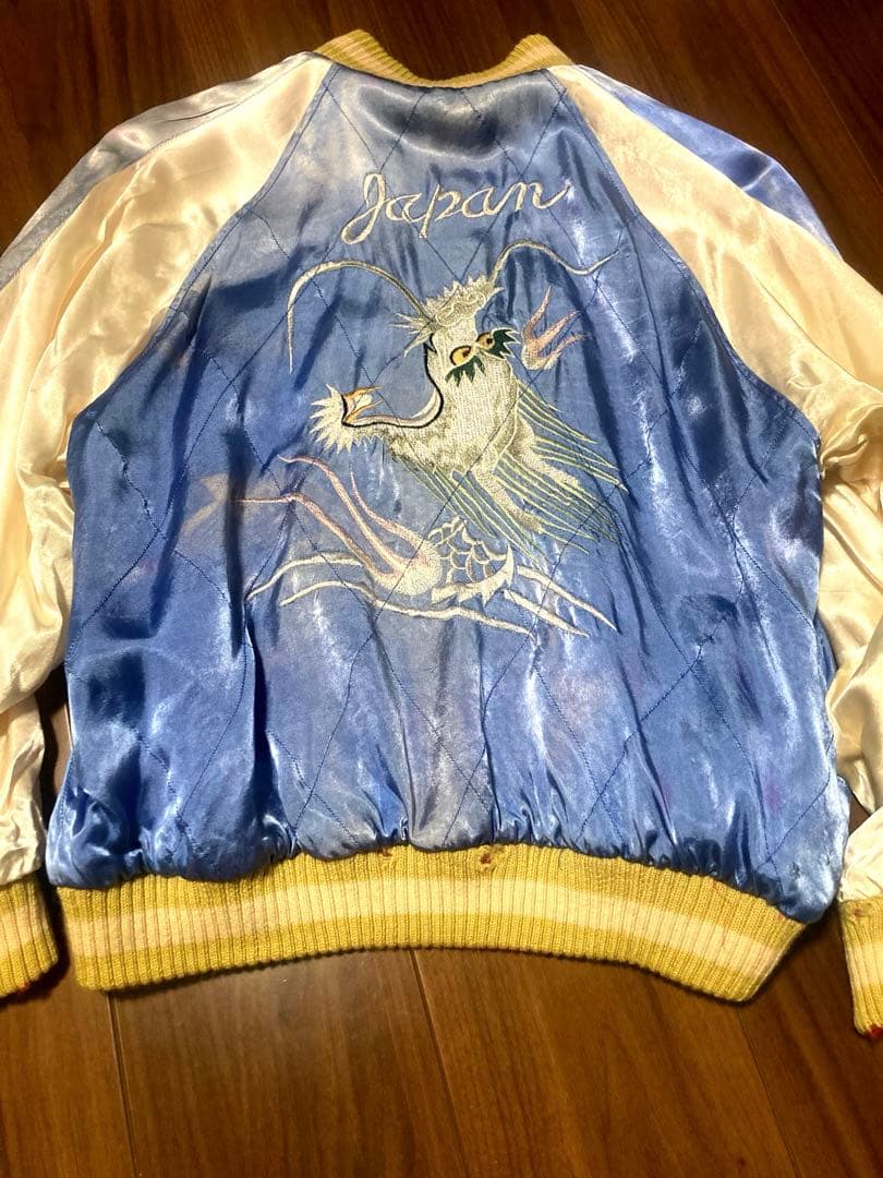 90sヒューストン飛有棲屯タグ　リバーシブルスカジャン　経年変化ダメージ　M