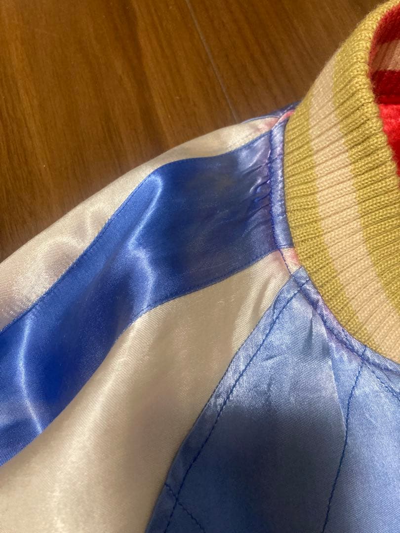 90sヒューストン飛有棲屯タグ　リバーシブルスカジャン　経年変化ダメージ　M