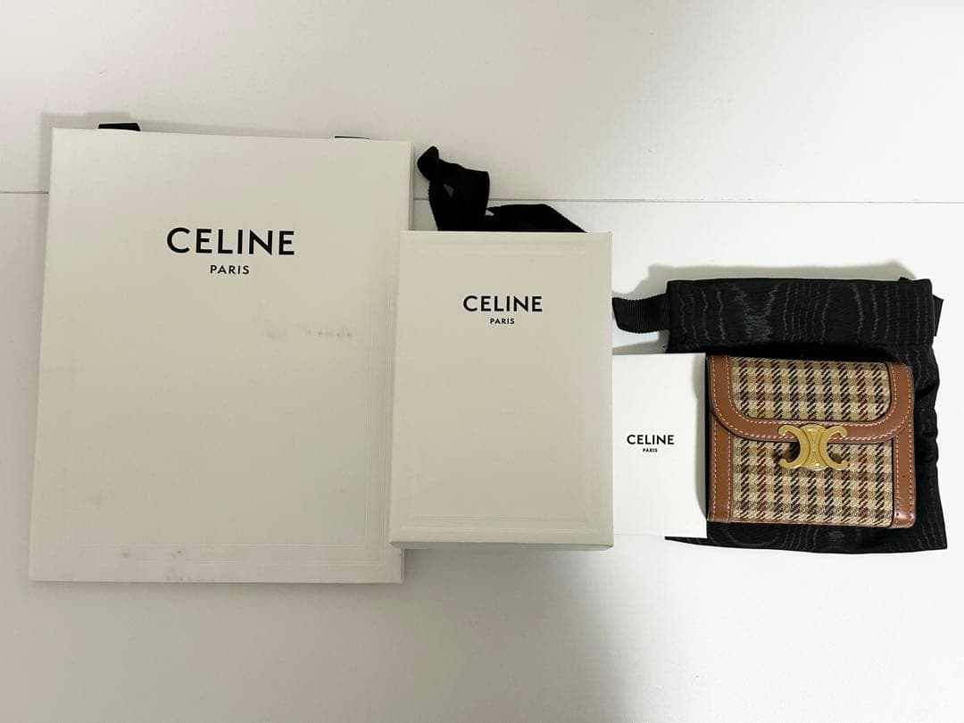 【値下げしました】チェック柄 三つ折り財布 ゴールド金具